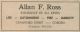 Ross, Allen F. Insurance advertisement