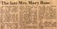 Ross, Mary nee Byce obituary Ross, Mary nee Byce obituary