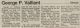 Valliant, George P. obituary Valliant, George P. obituary