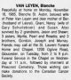 Van Leyen, Blanche nee St. Aubin obituary