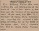 Walker, Effie Jane nee McLaughlin loses two aunts:  Mrs. D. C. Sindlinger & Mrs J. Johnston